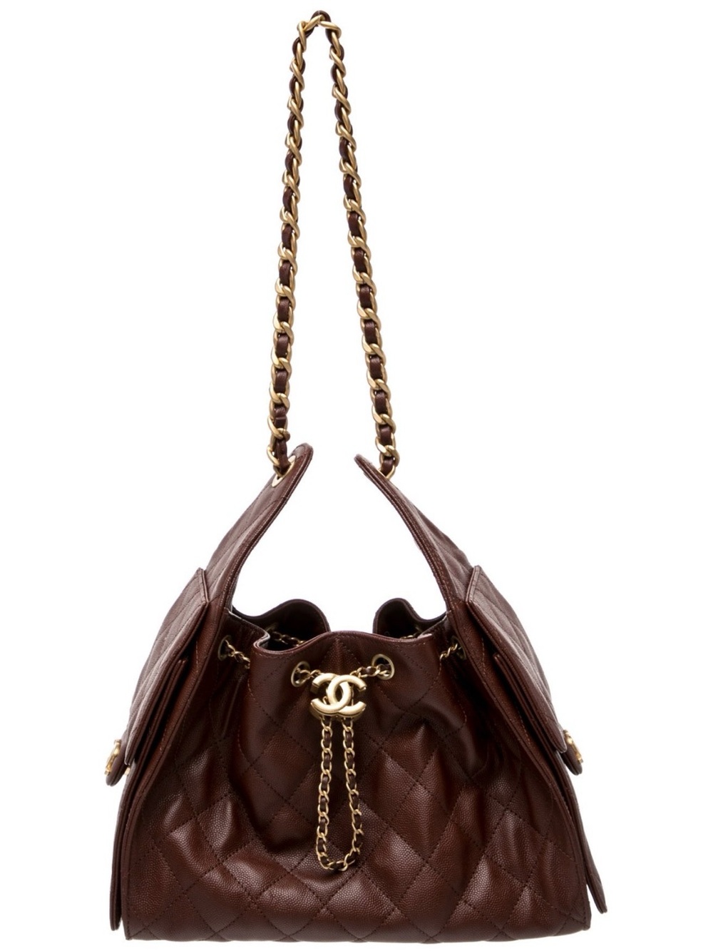 Chanel 25 brown hobo caviar leather